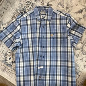 Carhartt short sleeve shirt. Blue plaid. Size large.